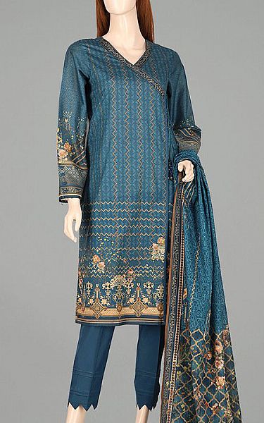 Saya Teal Blue Lawn Suit (2 Pcs) | Pakistani Dresses in USA- Image 1