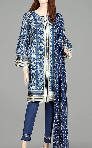 Saya Denim Blue Lawn Suit | Pakistani Dresses in USA- Image 1