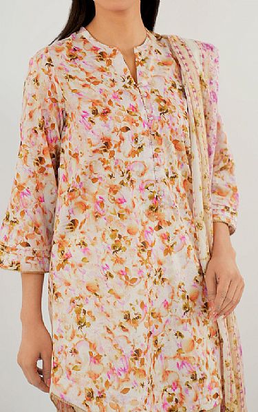 Saya Off White/Pale Orange Lawn Suit | Pakistani Lawn Dress in USA- Image 2