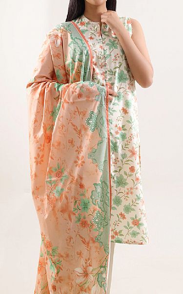 Saya Off White/Peach Linen Suit | Pakistani Winter Dresses in USA- Image 2