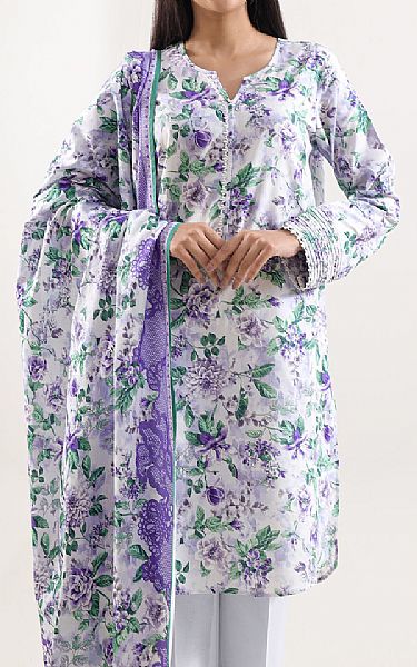 Saya Off White/Light Purple Linen Suit | Pakistani Winter Dresses in USA- Image 2
