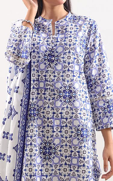 Saya Off White/Blue Linen Suit | Pakistani Winter Dresses in USA- Image 2