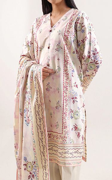 Saya Ivory/Pale Pink Linen Suit | Pakistani Winter Dresses in USA- Image 2