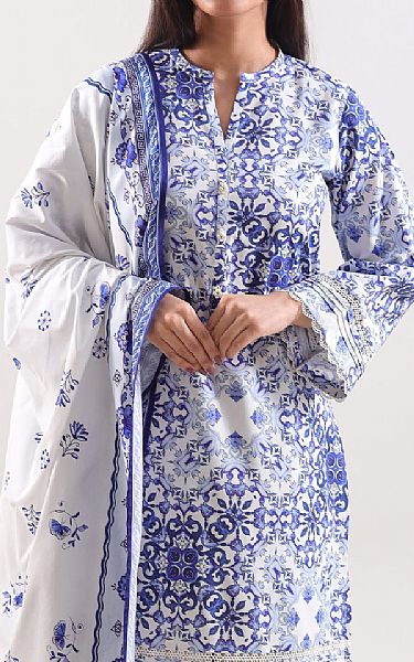 Saya Off White/Blue Linen Suit | Pakistani Winter Dresses in USA- Image 2