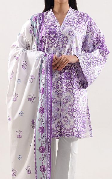 Saya Off White/Light Purple Linen Suit | Pakistani Winter Dresses in USA- Image 2