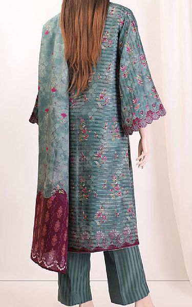 Saya Teal Blue Zari Filament Suit | Pakistani Lawn Suits- Image 2
