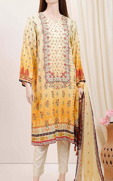 Saya Mustard/White Zari Filament Suit | Pakistani Lawn Dress in USA- Image 1
