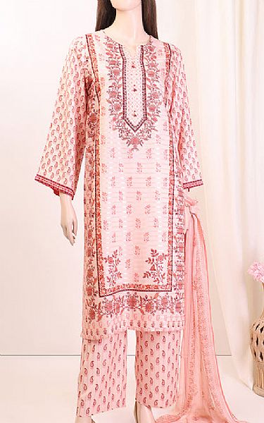 Saya Off-white/Pink Zari Filament Kurti | Pakistani Lawn Suits- Image 1