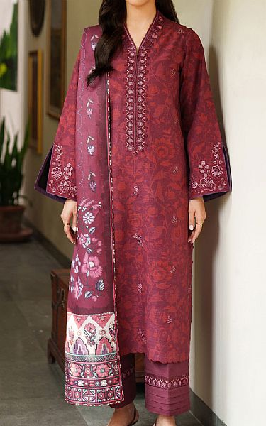Seran Maroon Khaddar Suit | Pakistani Winter Dresses in USA- Image 1