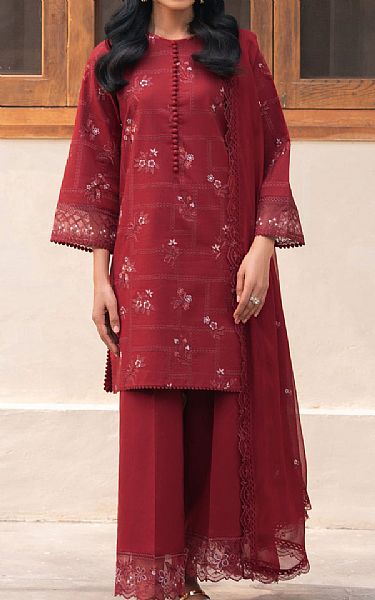 Seran Vivid Burgundy Lawn Suit | Pakistani Lawn Dress in USA- Image 1