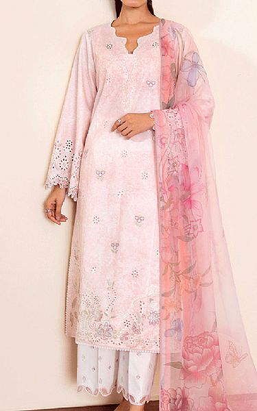 Seran White/Pink Lawn Suit | Pakistani Lawn Dress in USA- Image 1