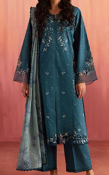 Seran Teal Lawn Suit | Pakistani Lawn Dress in USA- Image 1