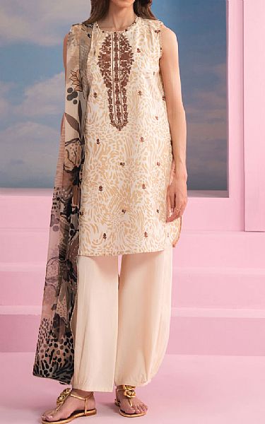Seran Ivory Lawn Suit (2 pcs) | Pakistani Lawn Dress in USA- Image 1