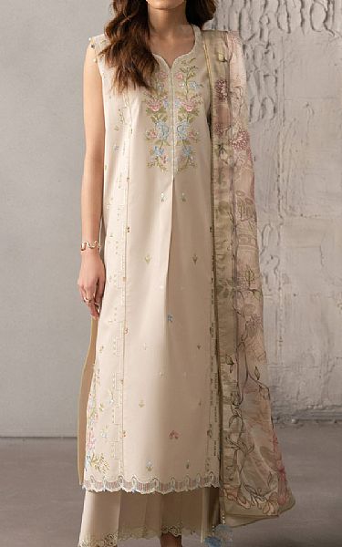 Seran Beige Lawn Suit | Pakistani Lawn Dress in USA- Image 1