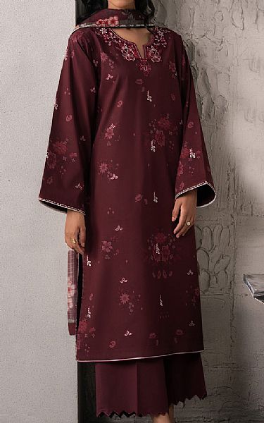 Seran Wine Lawn Suit | Pakistani Lawn Dress in USA- Image 1