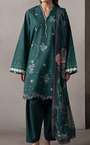 Seran Teal Lawn Suit | Pakistani Lawn Dress in USA- Image 1