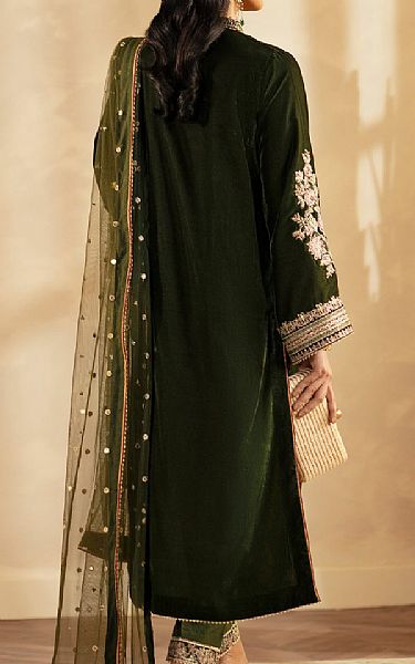 Seran Olive Green Velvet Suit | Pakistani Winter Dresses in USA- Image 2