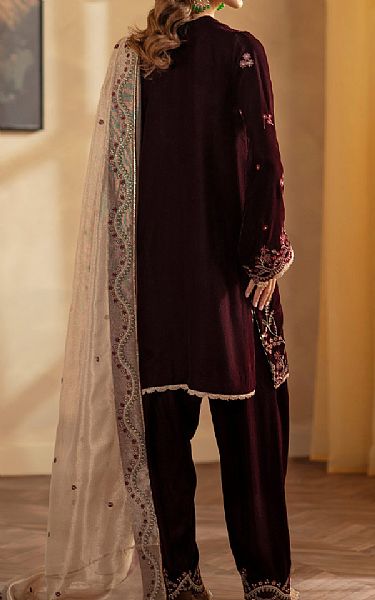 Seran Wine Velvet Suit | Pakistani Winter Dresses in USA- Image 2