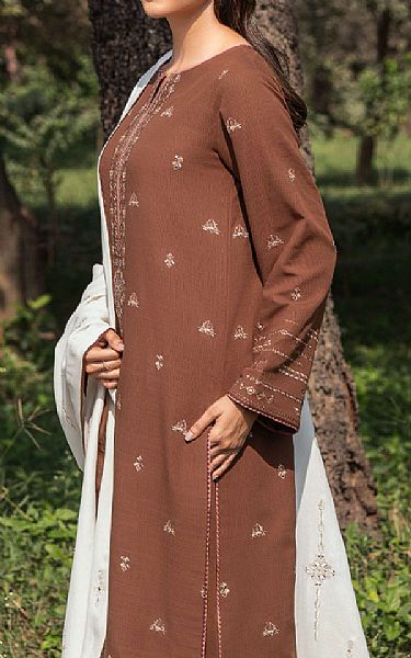 Seran Beaver Brown Khaddar Suit | Pakistani Winter Dresses in USA- Image 2