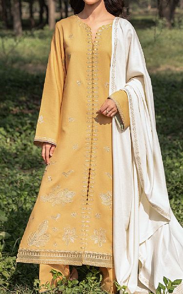 Seran Sand Gold Karandi Suit | Pakistani Winter Dresses in USA- Image 1