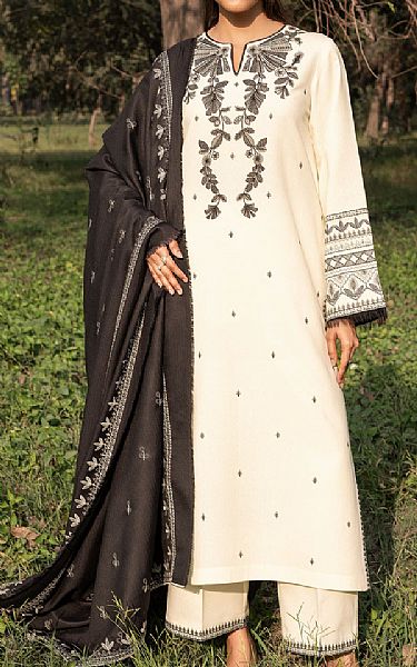 Seran Off-white Karandi Suit | Pakistani Winter Dresses in USA- Image 1