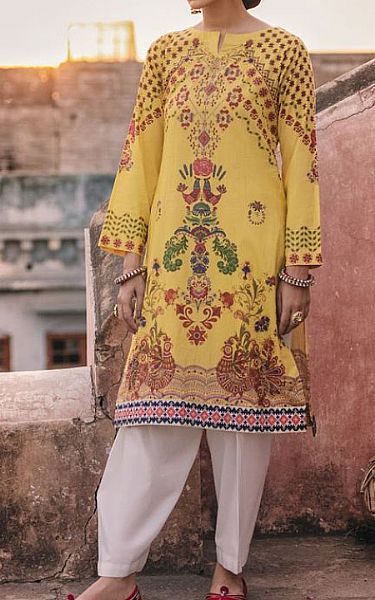 Seroli Yellow Lawn Kurti | Pakistani Pret Wear Clothing by Seroli- Image 1