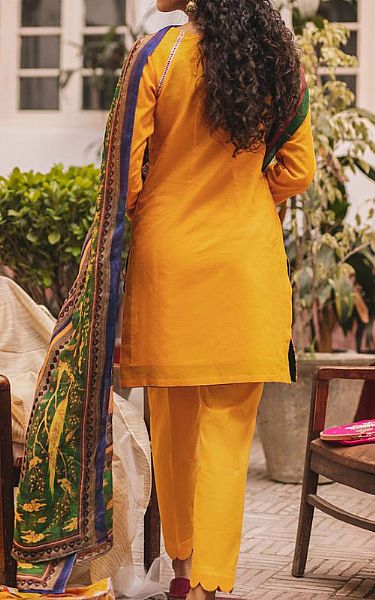 Seroli Golden Yellow Lawn Suit (2 Pcs) | Pakistani Pret Wear Clothing by Seroli- Image 2