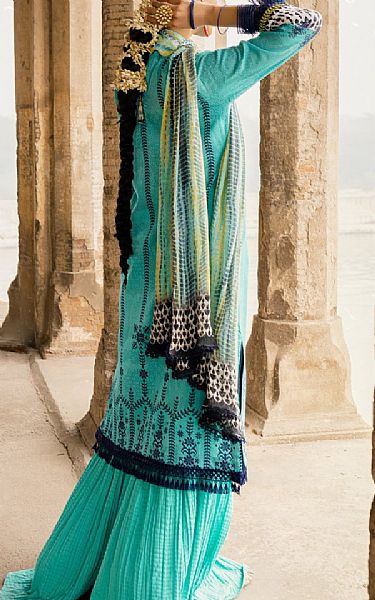 Seroli Cyan Lawn Suit | Pakistani Dresses in USA- Image 2