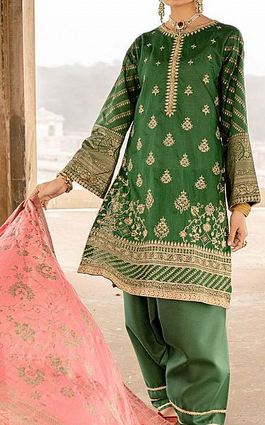 Seroli Dark Green Lawn Suit | Pakistani Dresses in USA- Image 1