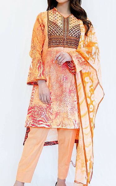 Seroli Peach Lawn Suit | Pakistani Dresses in USA- Image 1