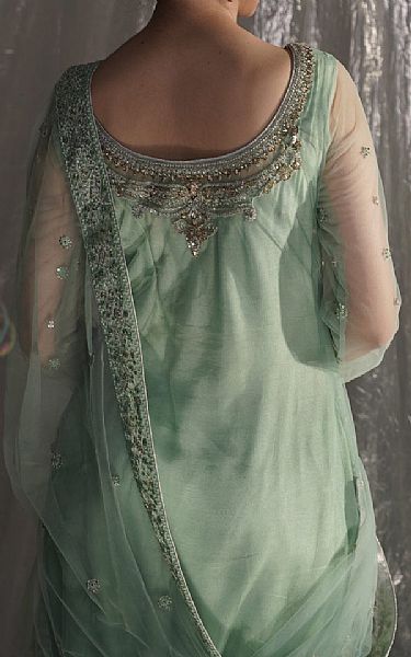 Seroli Mint Green Net Suit | Pakistani Embroidered Chiffon Dresses- Image 2