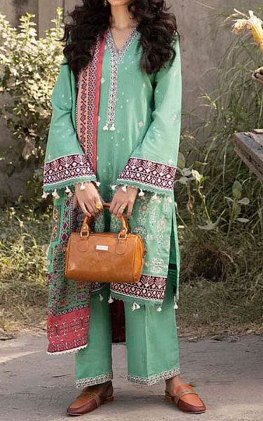 Seroli Mint Green Khaddar Suit | Pakistani Dresses in USA- Image 1