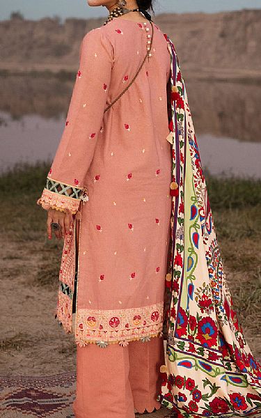 Seroli Peach Karandi Suit | Pakistani Winter Dresses- Image 2