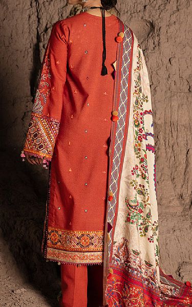 Seroli Vermilion Red Karandi Suit | Pakistani Winter Dresses- Image 2