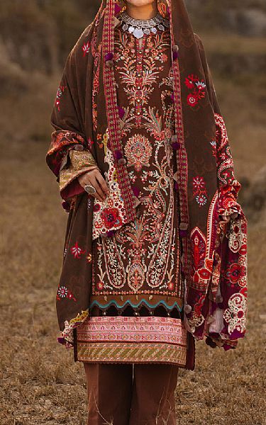 Seroli Dark Brown Khaddar Suit | Pakistani Winter Dresses- Image 1