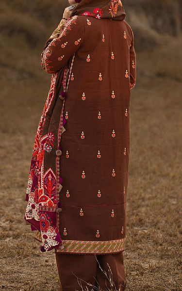 Dark Brown Khaddar Suit | Seroli Pakistani Winter Dresses
