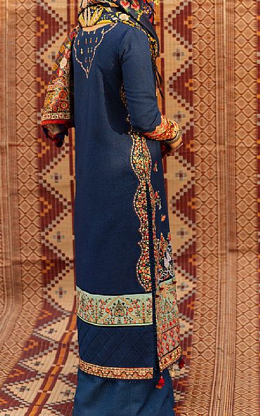 Seroli Dark Blue Karandi Suit | Pakistani Winter Dresses- Image 2