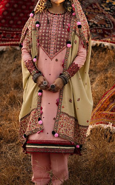 Seroli Tea Pink Karandi Suit | Pakistani Winter Dresses- Image 1