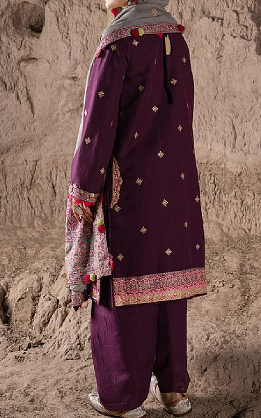 Seroli Egg Plant Khaddar Suit | Pakistani Winter Dresses- Image 2