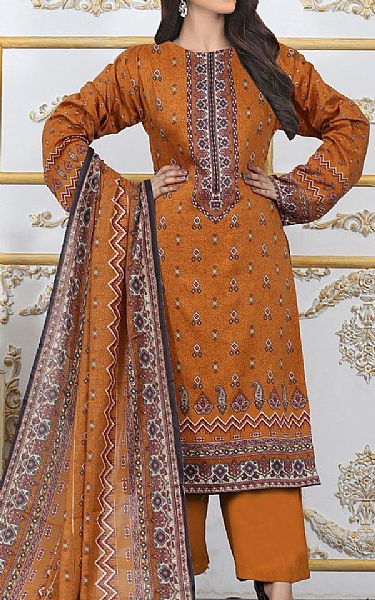 Shaista Golden Brown Viscose Suit | Pakistani Winter Dresses- Image 1