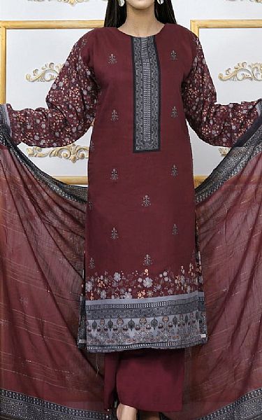 Shaista Wine Viscose Suit | Pakistani Winter Dresses- Image 1
