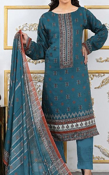 Shaista Teal Viscose Suit | Pakistani Winter Dresses- Image 1
