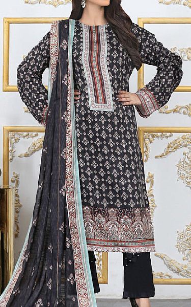Shaista Charcoal Grey Viscose Suit | Pakistani Winter Dresses- Image 1