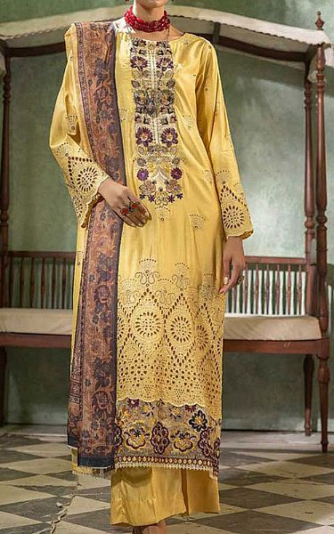 Shaista Yellow Viscose Suit | Pakistani Winter Dresses in USA- Image 1