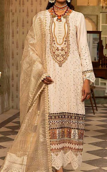 Shaista Off-white Viscose Suit | Pakistani Winter Dresses in USA- Image 1