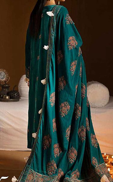 Shaista Teal Velvet Suit | Pakistani Winter Dresses in USA- Image 2