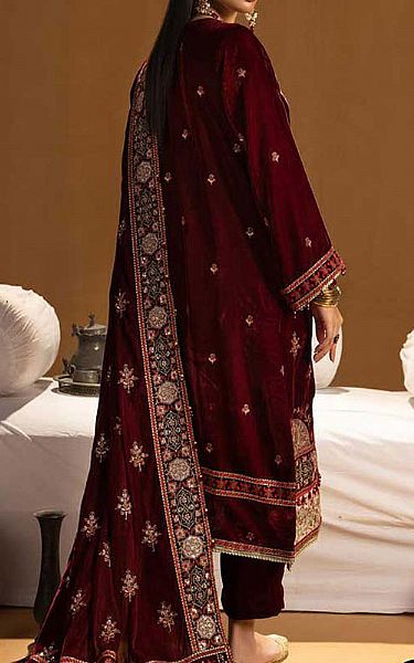 Shaista Maroon Velvet Suit | Pakistani Winter Dresses in USA- Image 2