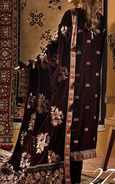 Shaista Burgundy Velvet Suit | Pakistani Winter Dresses in USA- Image 2