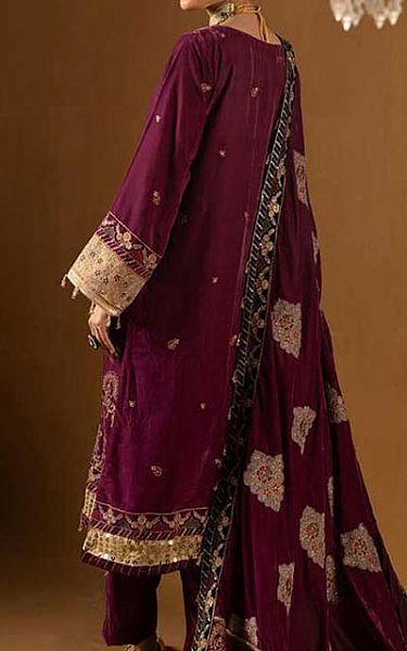 Shaista Plum Velvet Suit | Pakistani Winter Dresses in USA- Image 2