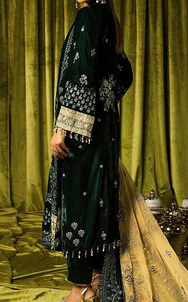 Shaista Green Velvet Suit | Pakistani Winter Dresses in USA- Image 2